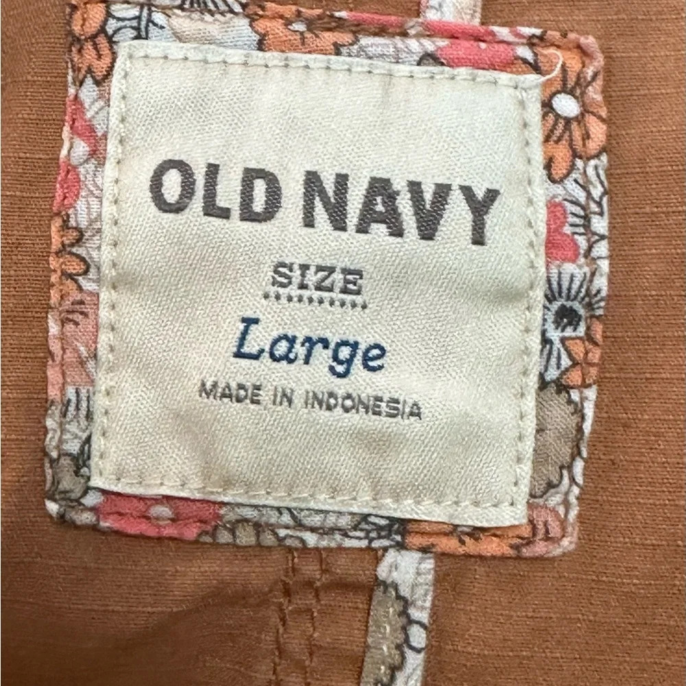 🍂🍂Jacket Old Navy Brown Cotton  with Floral Lining 🍂🍂 - Picture 9 of 14